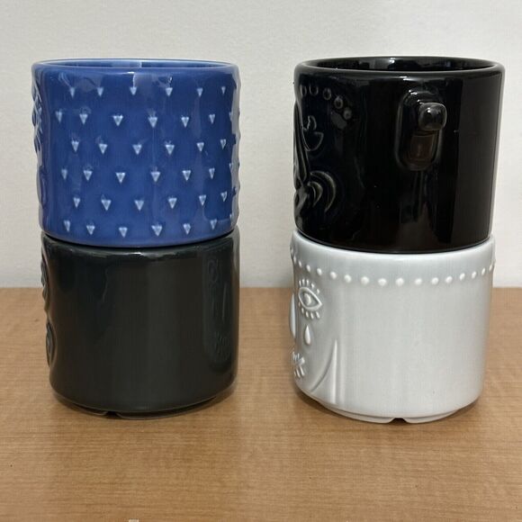 Set of 4 IKEA Rare Frekvens 12 oz Stackable Tiki Ceramic Cups Mugs Maria Vinka - Picture 9 of 9